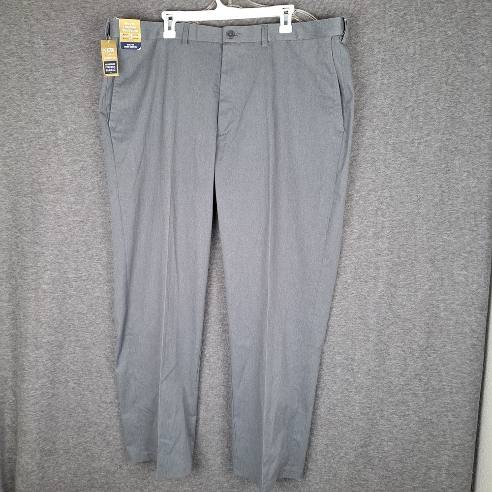 Haggar Pants Mens 43x32* Charcoal Gray Iron Free Premium Khaki Classic Fit 80